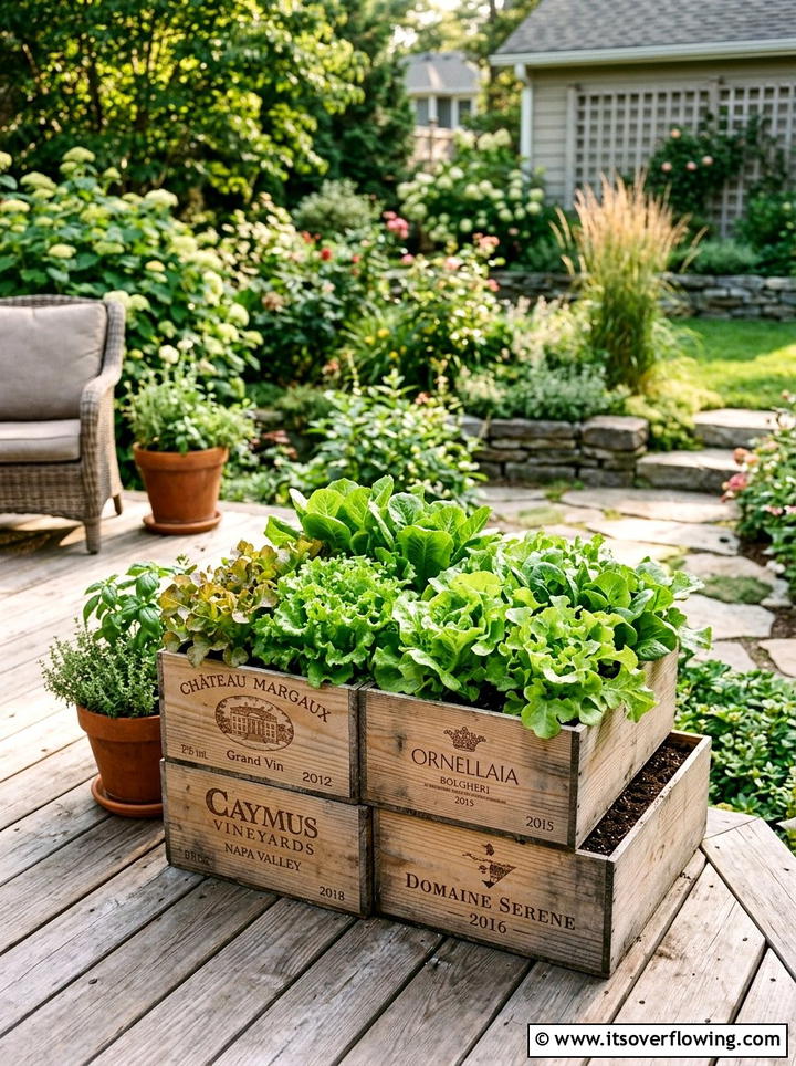 Wine Box Planter - 25 cheap garden ideas with container gardening