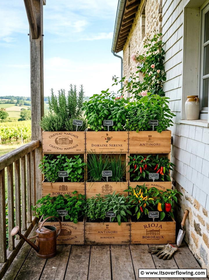 Wine Crate Garden - 25 upcycled garden ideas for porches