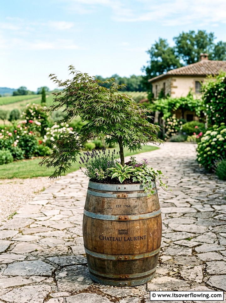 Wine barrel planter - 25 upcycled garden ideas diy