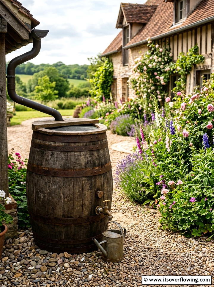 Wine barrel rain barrel - 25 recycled garden ideas with rainwater collection