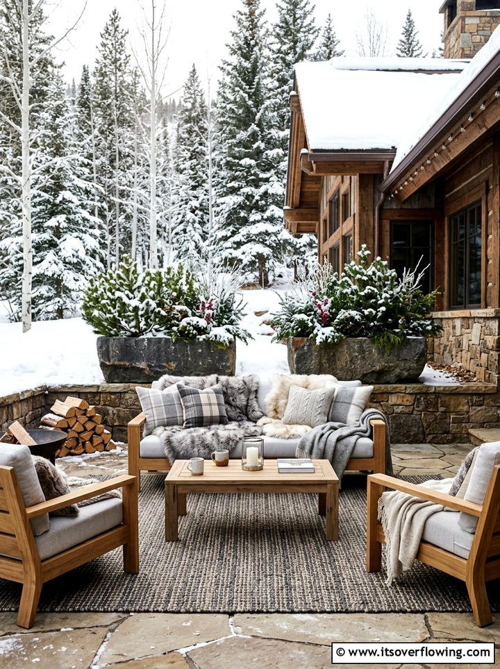 Winter Outdoor Seating - 25 backyard decorating ideas with seasonal decor