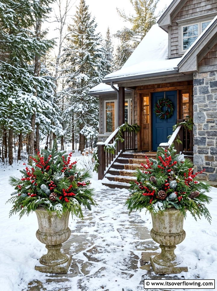 Winter Pine Greenery - 25 backyard decorating ideas with seasonal decor