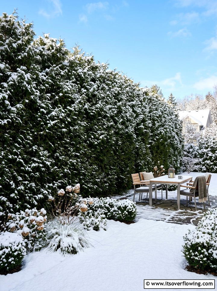 Winter Privacy Hedge - 25 garden ideas for winter