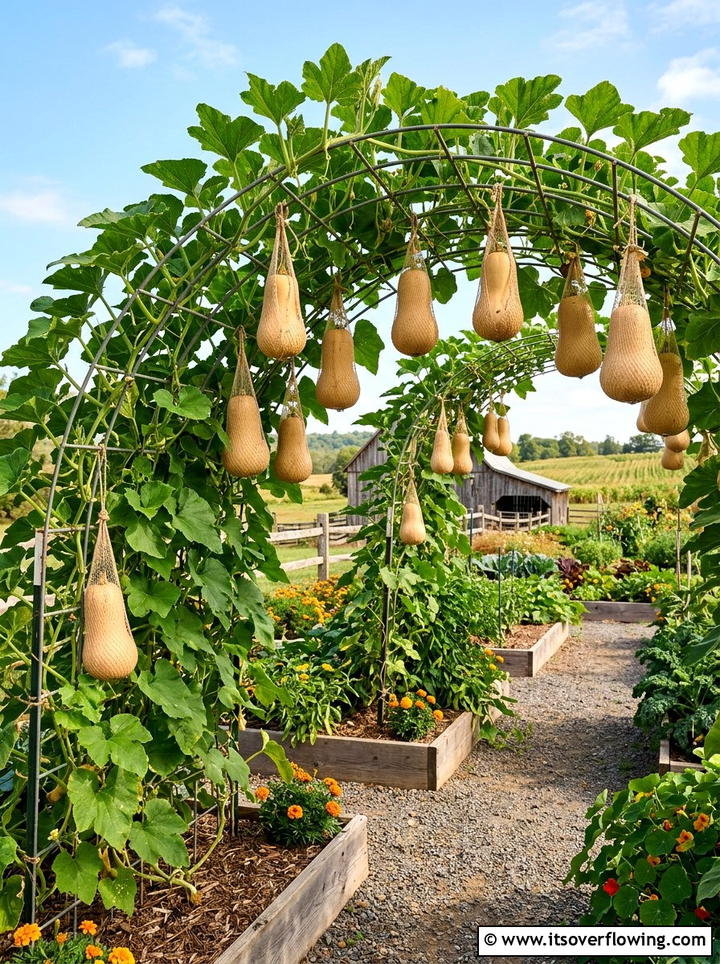 Winter Squash Trellis - 25 creative garden ideas with trellis tunnel