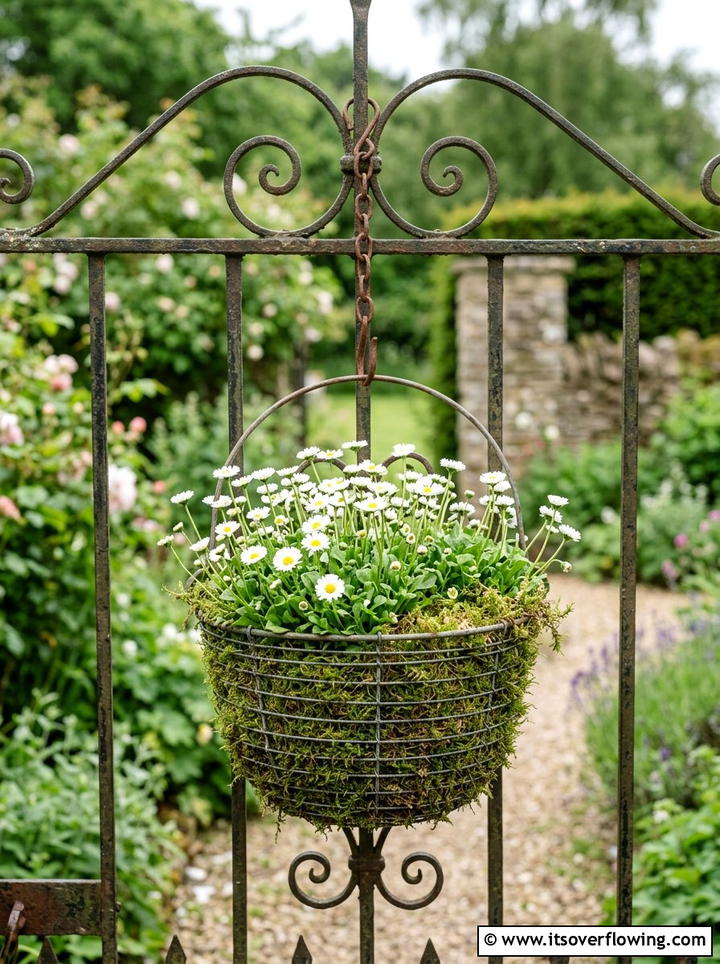 Wire Egg Basket Flowers - 25 recycled garden ideas with baskets