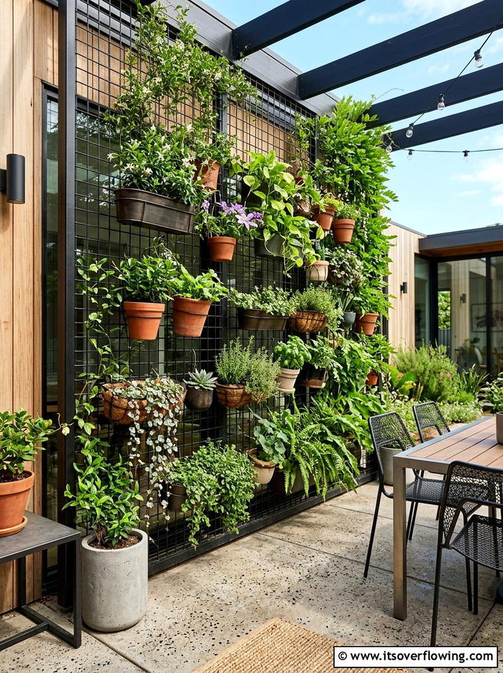Wire Grid Planter - 25 backyard ideas with living wall