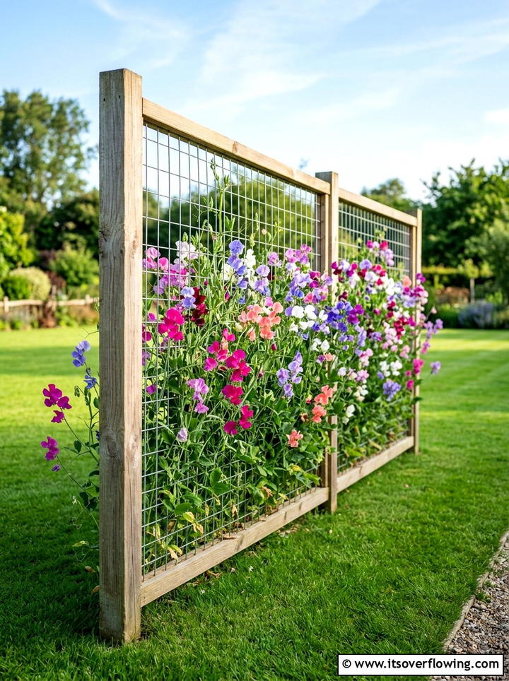 Wire Mesh Fence Wall - 25 upcycled garden ideas with trellis walls