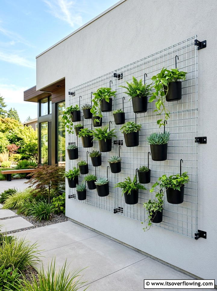 Wire Mesh Grid - 25 cheap garden ideas with vertical gardens