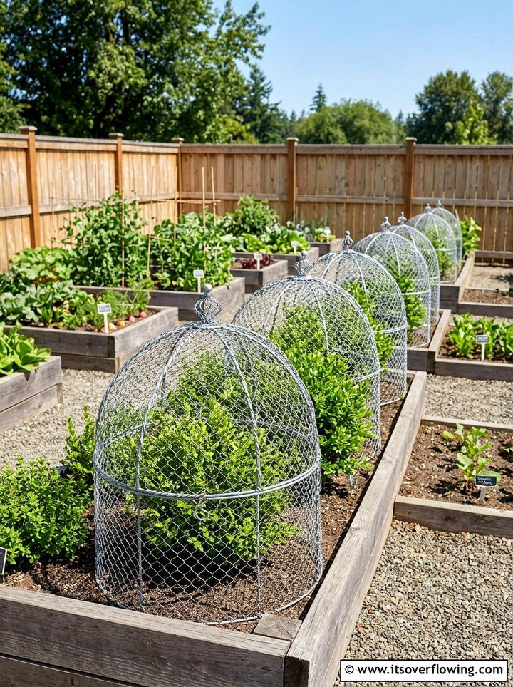 Wire Mesh Plant Cage - 25 garden decor ideas with metal art