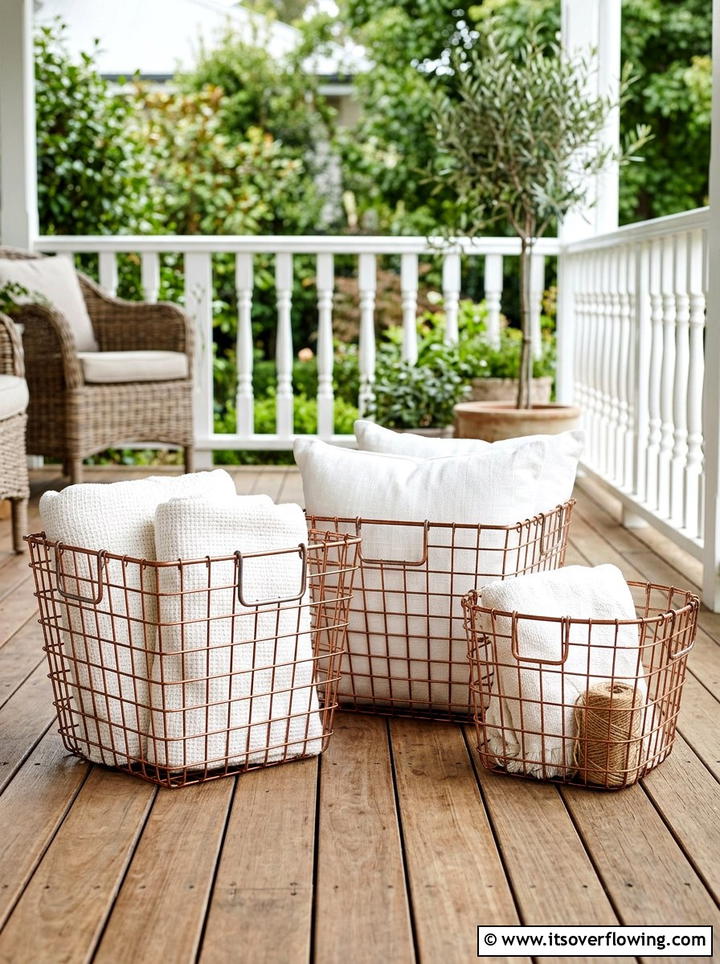 Wire Storage Baskets - 25 front porch ideas with metal decor