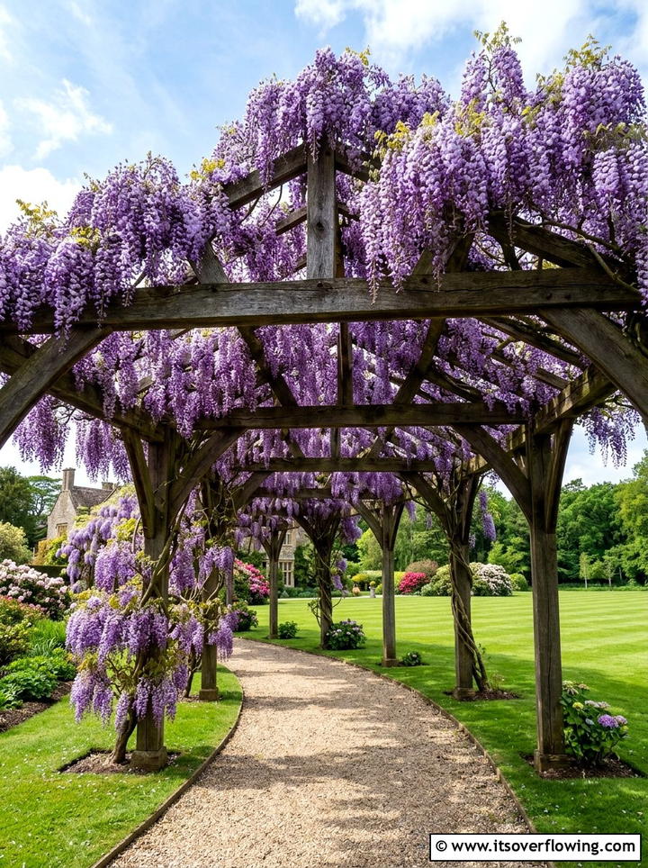 Wisteria Covered Arbor - 25 garden ideas with arbors