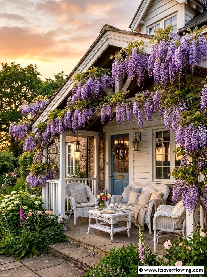 Wisteria Garland Front Porch - 25 front porch decor ideas with garlands
