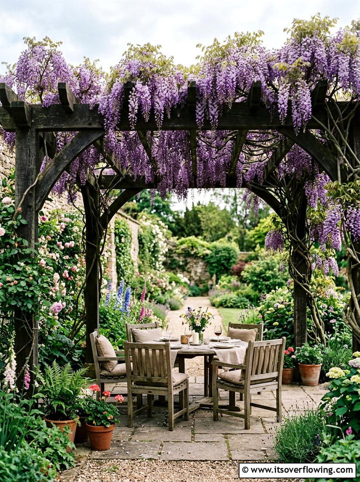 Wisteria covered pergola - 25 garden ideas for english style