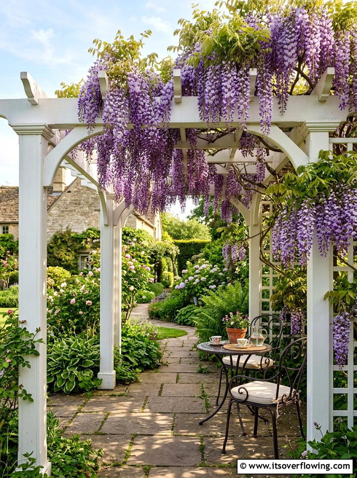 Wisteria covered pergola - 25 garden ideas for traditional homes
