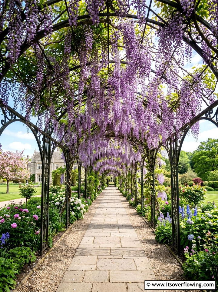 Wisteria garden arch tunnel - 25 garden decor ideas with garden arches