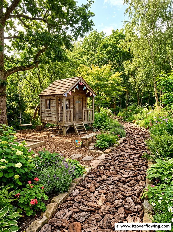 Wood Bark Walkway - 25 cheap garden ideas with pathways