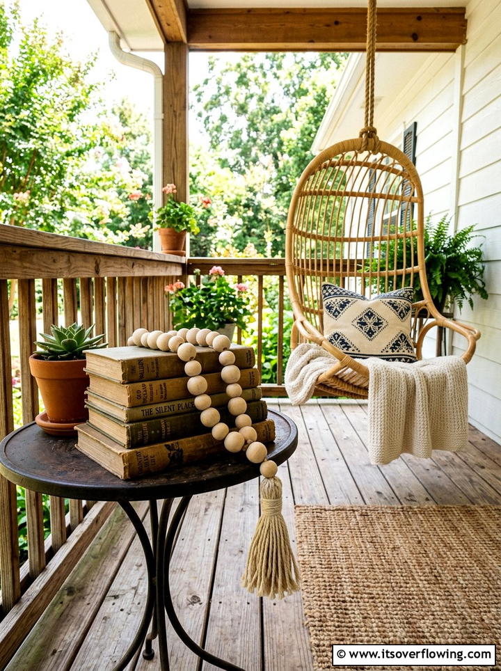 Wood Bead Garland - 25 front porch ideas with boho style