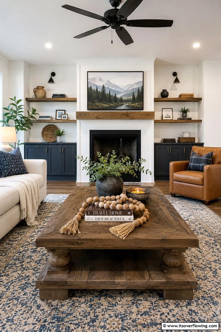 Wood Bead Garland - 50 Living Room Fall Decor Ideas for Cozy Autumn Updates