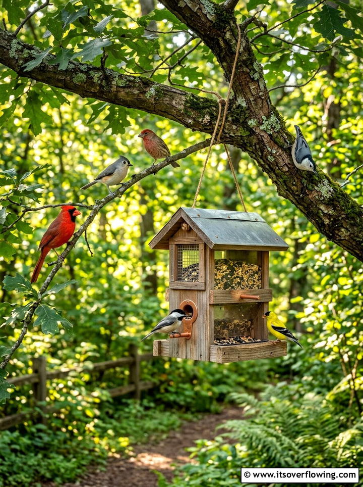 Wood Bird Feeder - 25 recycled garden ideas with branch cuttings