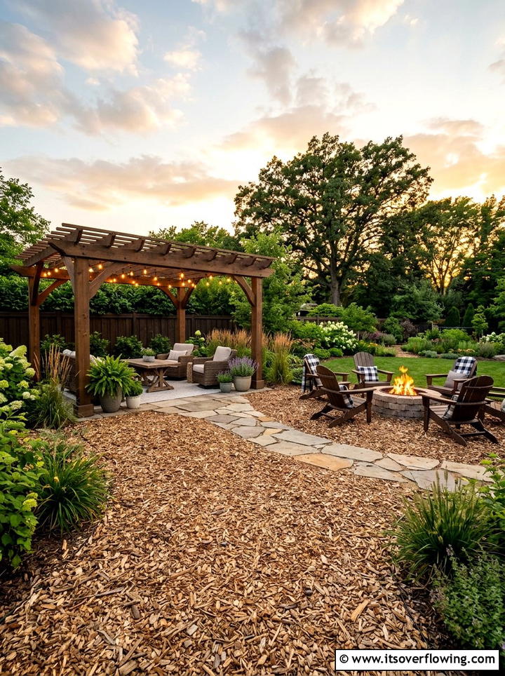Wood Chip Backyard - 25 garden ideas with mulch