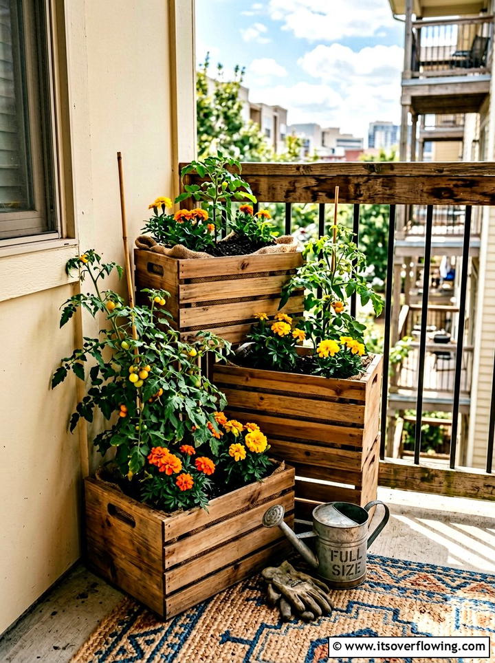 Wood Crate Garden - 25 recycled garden ideas for small spaces