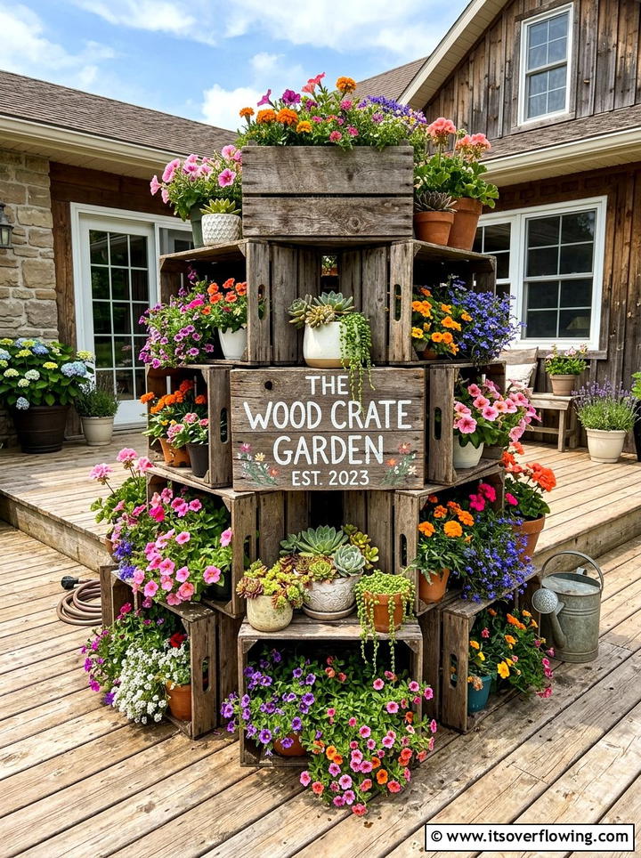 Wood Crate Garden - 25 upcycled garden ideas with garden signs