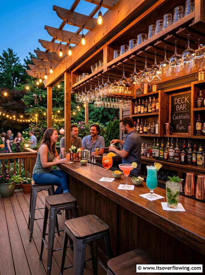 Wood Deck Bar Area - 25 backyard ideas with wood deck