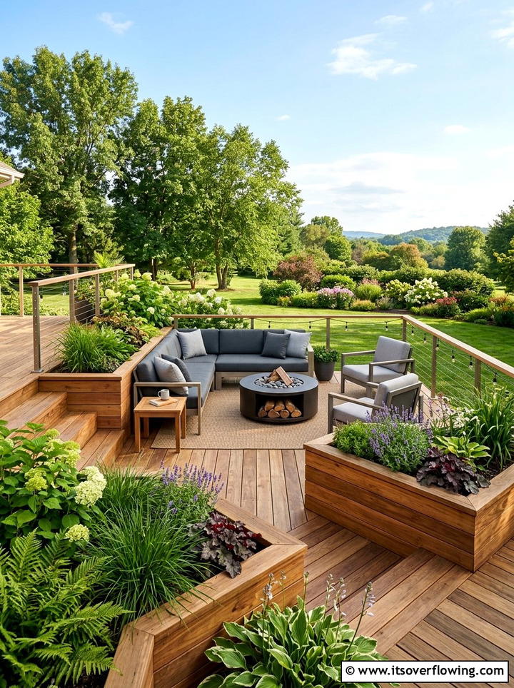 Wood Deck Seating Area - 25 creative garden ideas with tea gardens