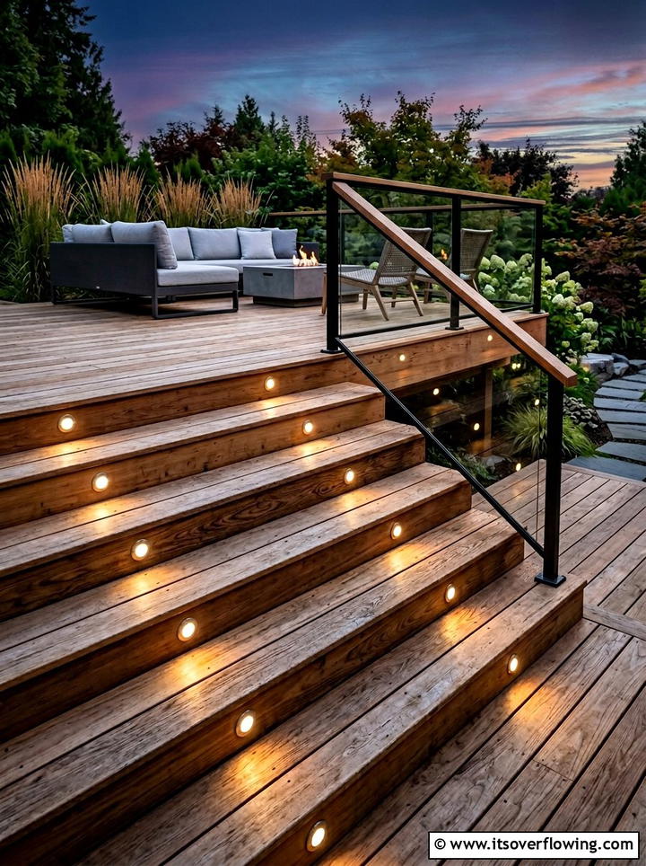 Wood Deck Step Lights - 25 garden design ideas with lighting plans