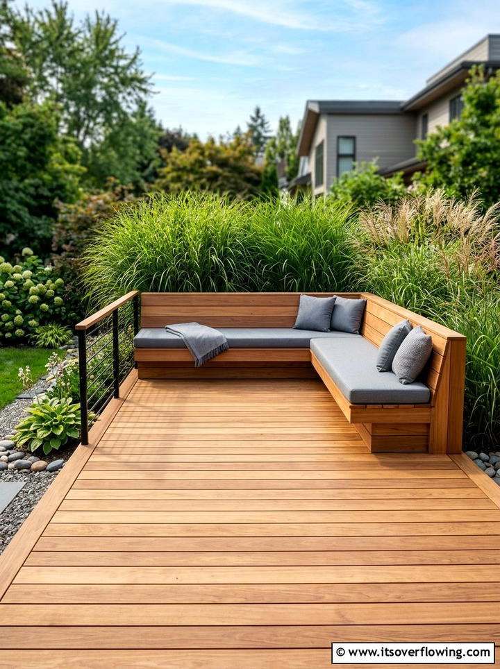 Wood Deck With Built In Seating - 25 garden ideas with seating
