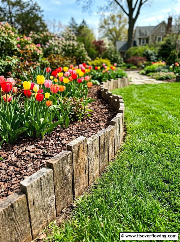 Wood Edge Border - 25 upcycled garden ideas with reclaimed wood