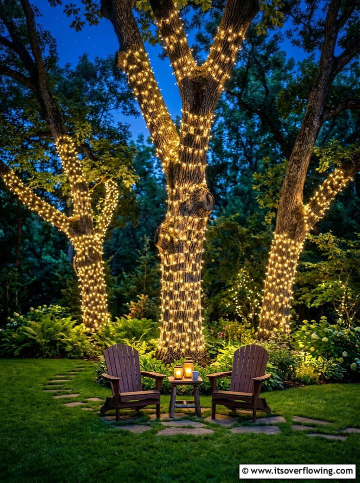 Wood Fence Lighting - 25 backyard ideas with string lights