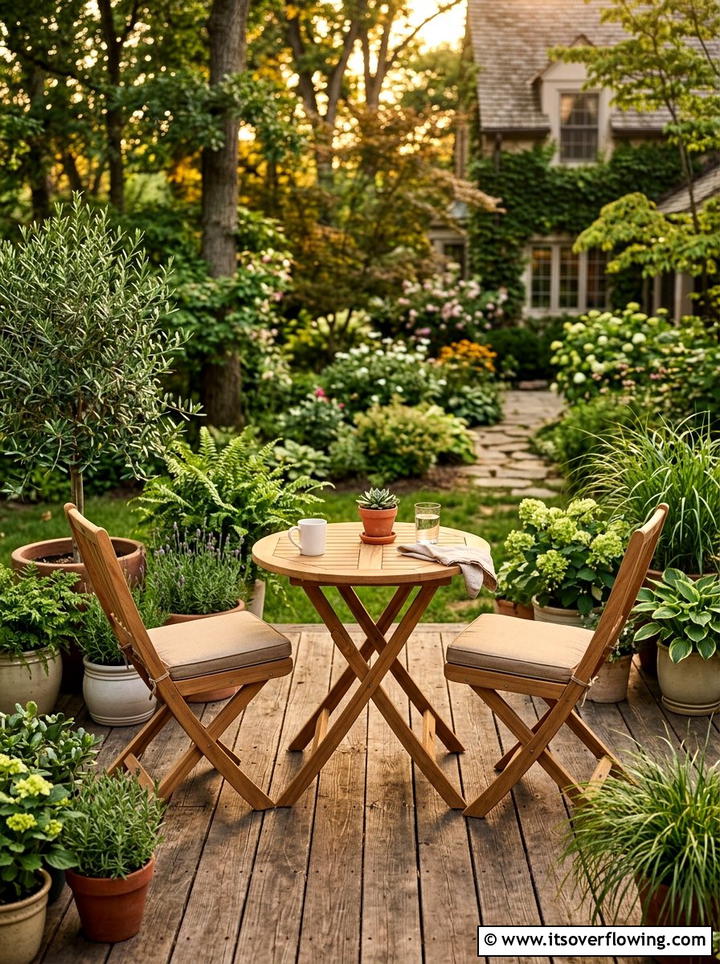 Wood Folding Bistro Set - 25 garden decor ideas with bistro sets