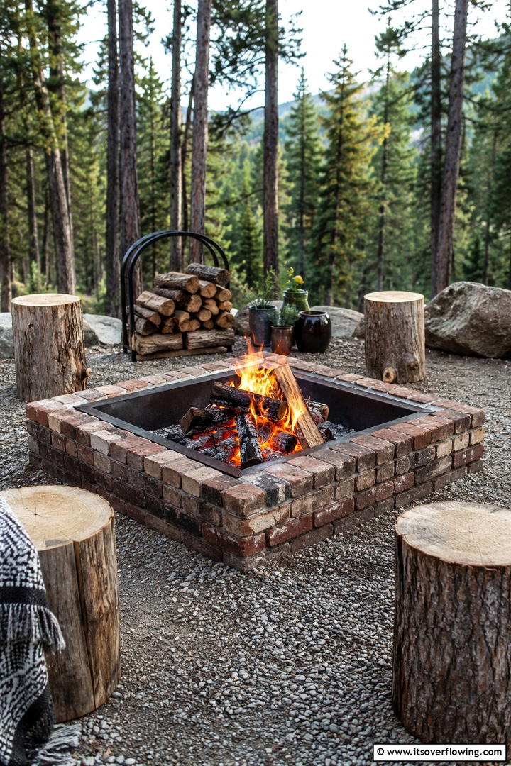 Wood Fueled Authentic Square Fire Pit - 30 Square Fire Pit Ideas for Modern Outdoor Gathering Spaces