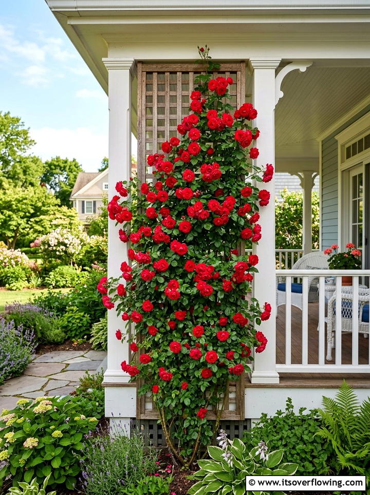 Wood Lattice Trellis For Climbing Roses - 25 front porch ideas with lattice panels