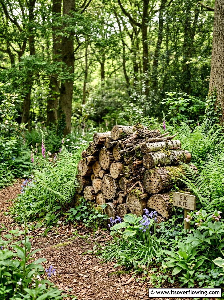 Wood Log Pile For Beneficial Insects - 25 garden decor ideas for pollinator gardens