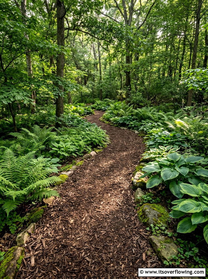 Wood Mulch Walkway - 25 cheap garden ideas