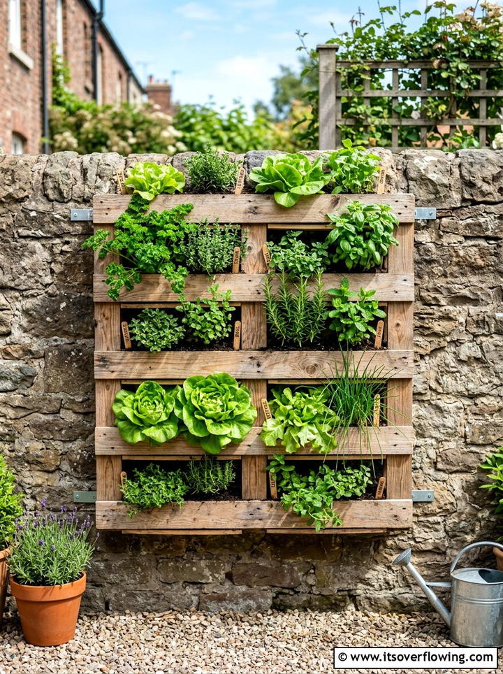Wood Palette Vertical Garden - 25 reusing old things ideas for yard art