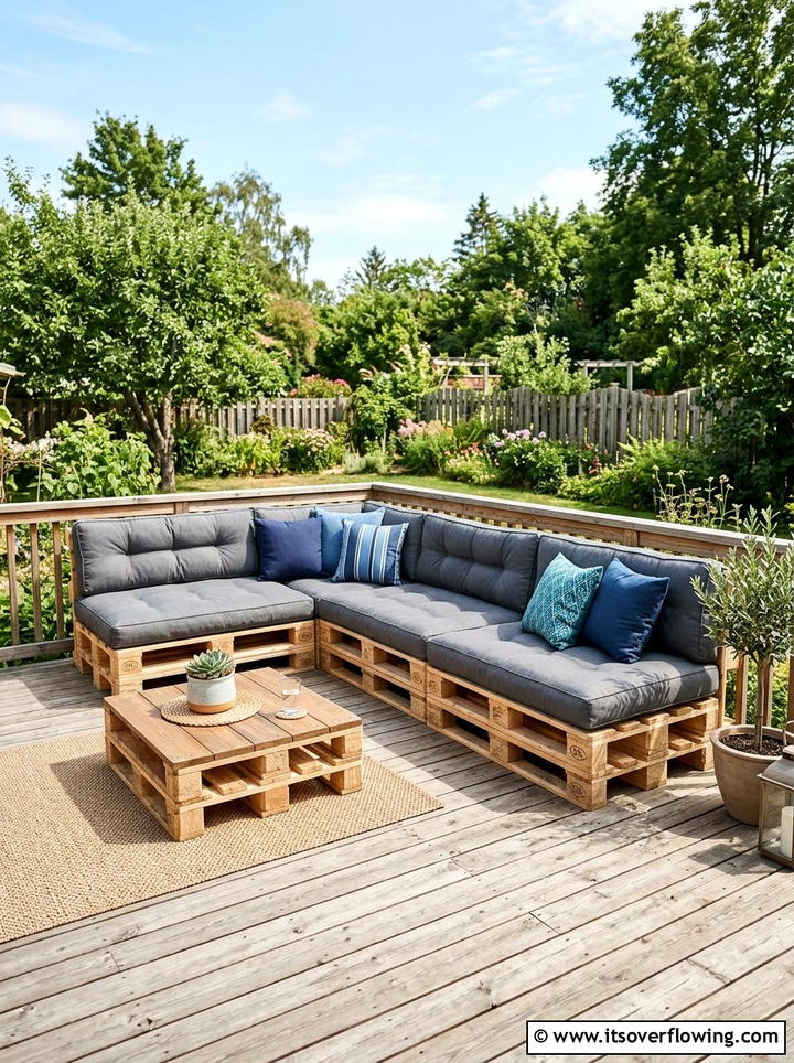 Wood Pallet Seating - 25 backyard ideas with old furniture