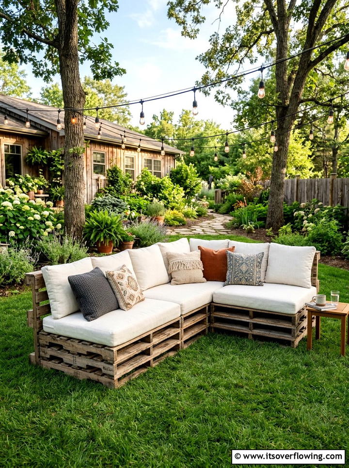 Wood Pallet Sofa - 25 creative garden ideas with boho textures