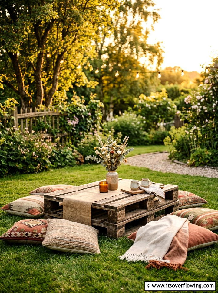Wood Pallet Table - 25 upcycled garden ideas with old tables