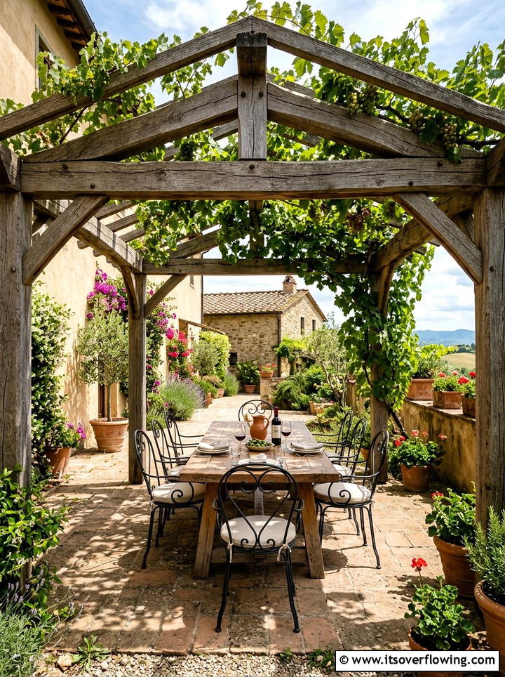 Wood Pergola - 25 backyard ideas with mediterranean style