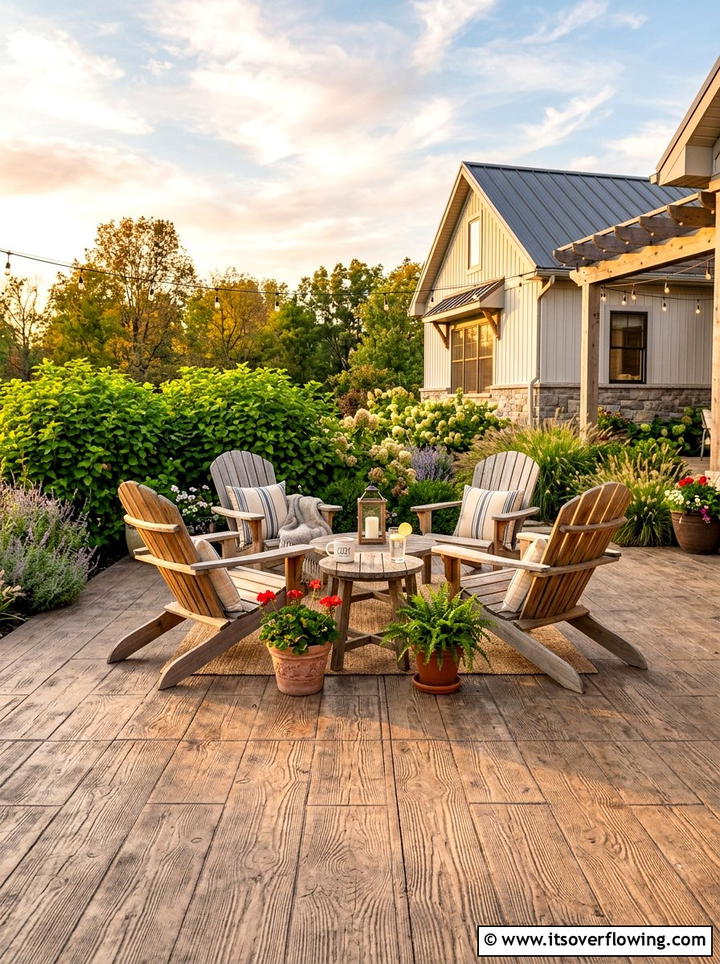 Wood Plank Stamped Concrete Patio - 25 backyard ideas with stamped concrete