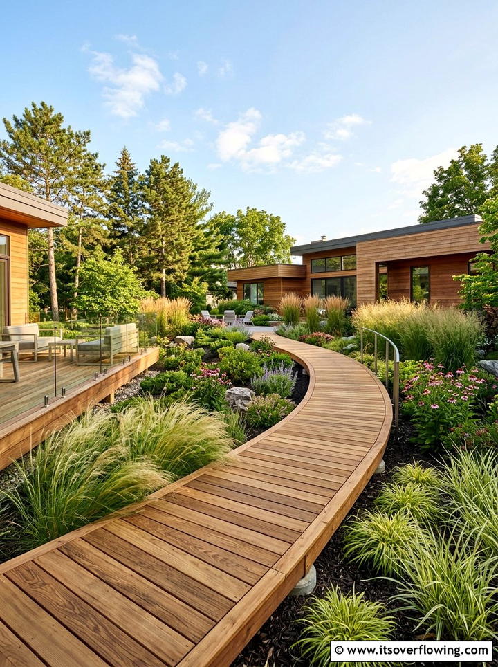 Wood Plank Walkway - 25 cheap garden ideas with pathways