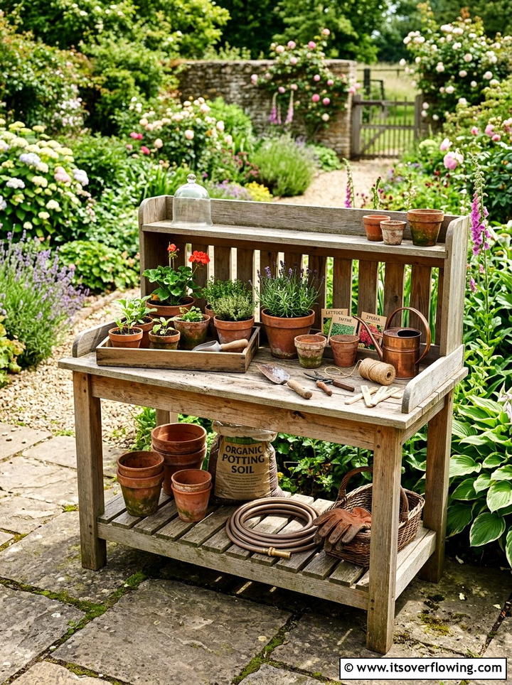 Wood Potting Bench - 25 garden ideas with reclaimed wood