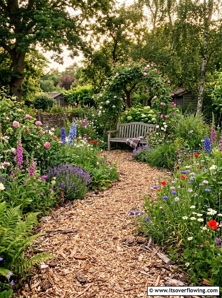 Wood Shaving Pathway - 25 cheap garden ideas with mulch