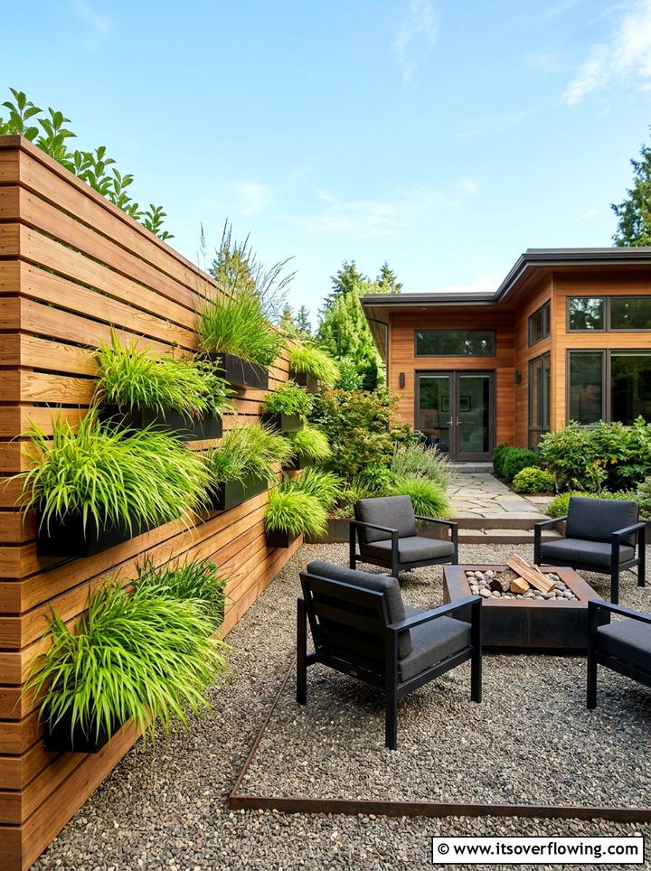 Wood Slat Planter - 25 backyard ideas with living wall