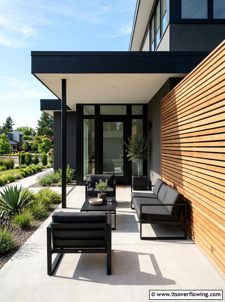 Wood Slat Privacy Screen - 25 front porch ideas for south facing porch
