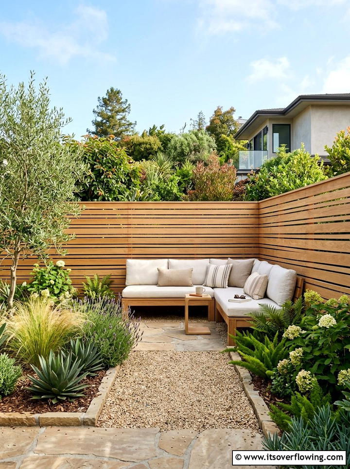 Wood Slat Privacy Screen - 25 garden decor ideas with minimalist accents