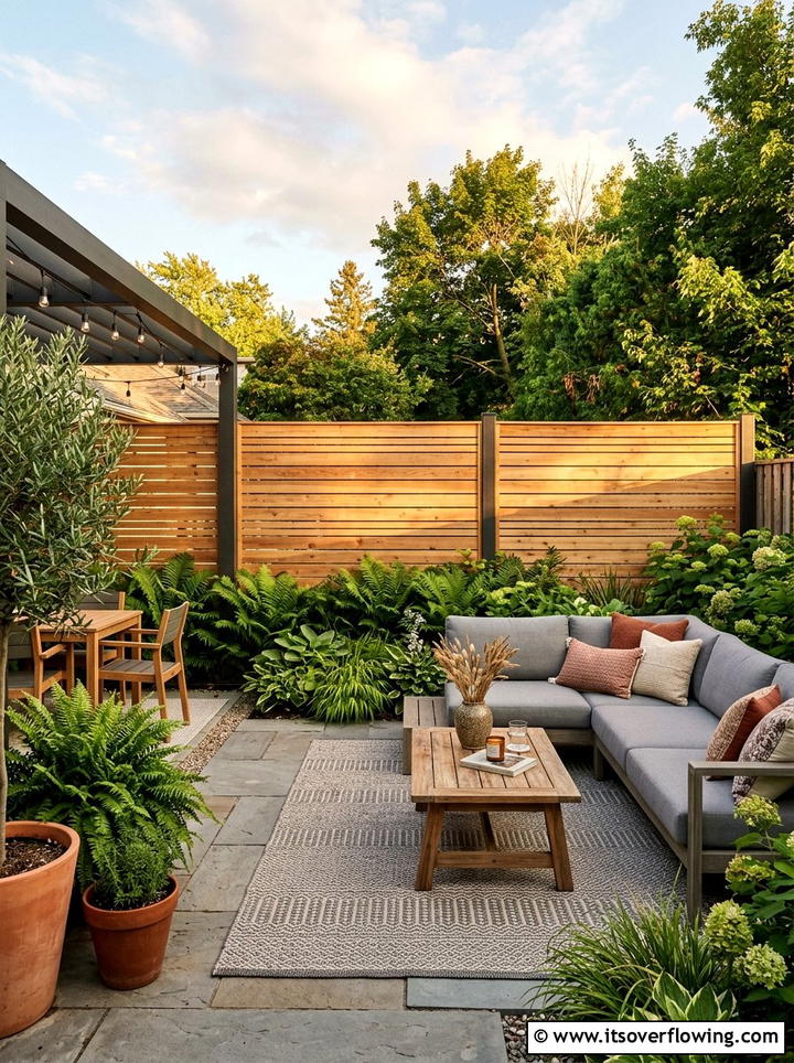 Wood Slat Privacy Screen - 25 garden decor ideas with privacy panels